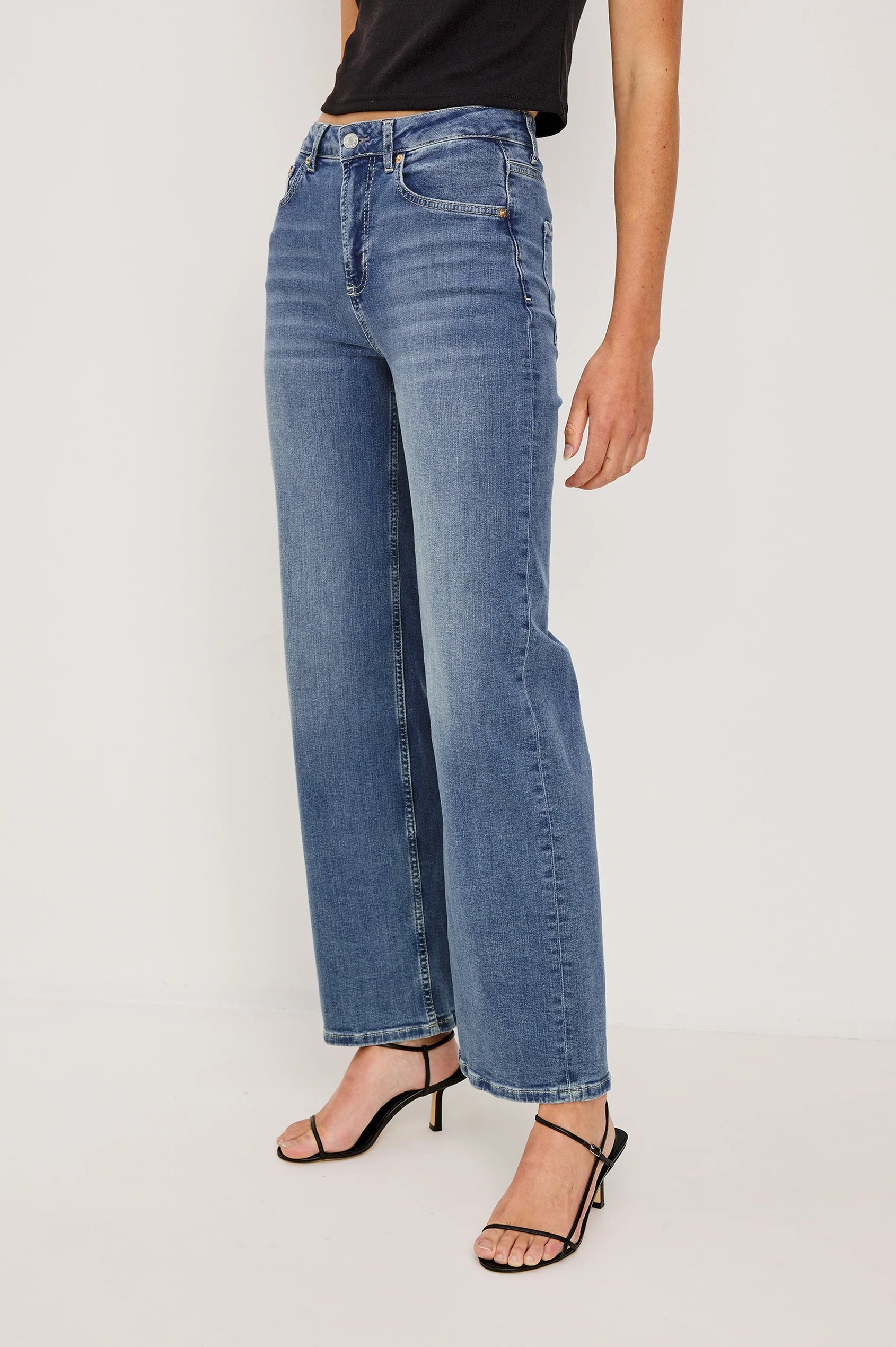 Rails Blue Denim High Rise Wide Leg Jeans GETTY