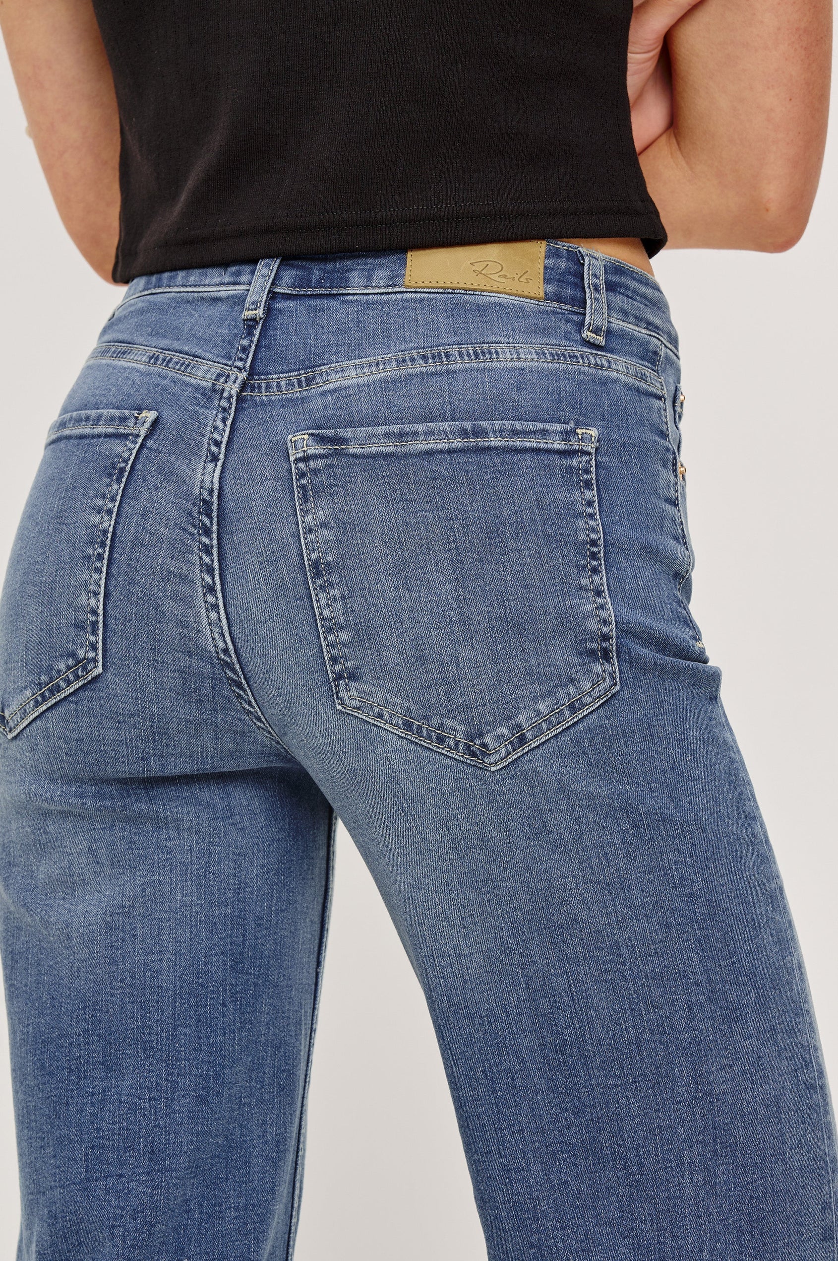 Rails Blue Denim High Rise Wide Leg Jeans GETTY