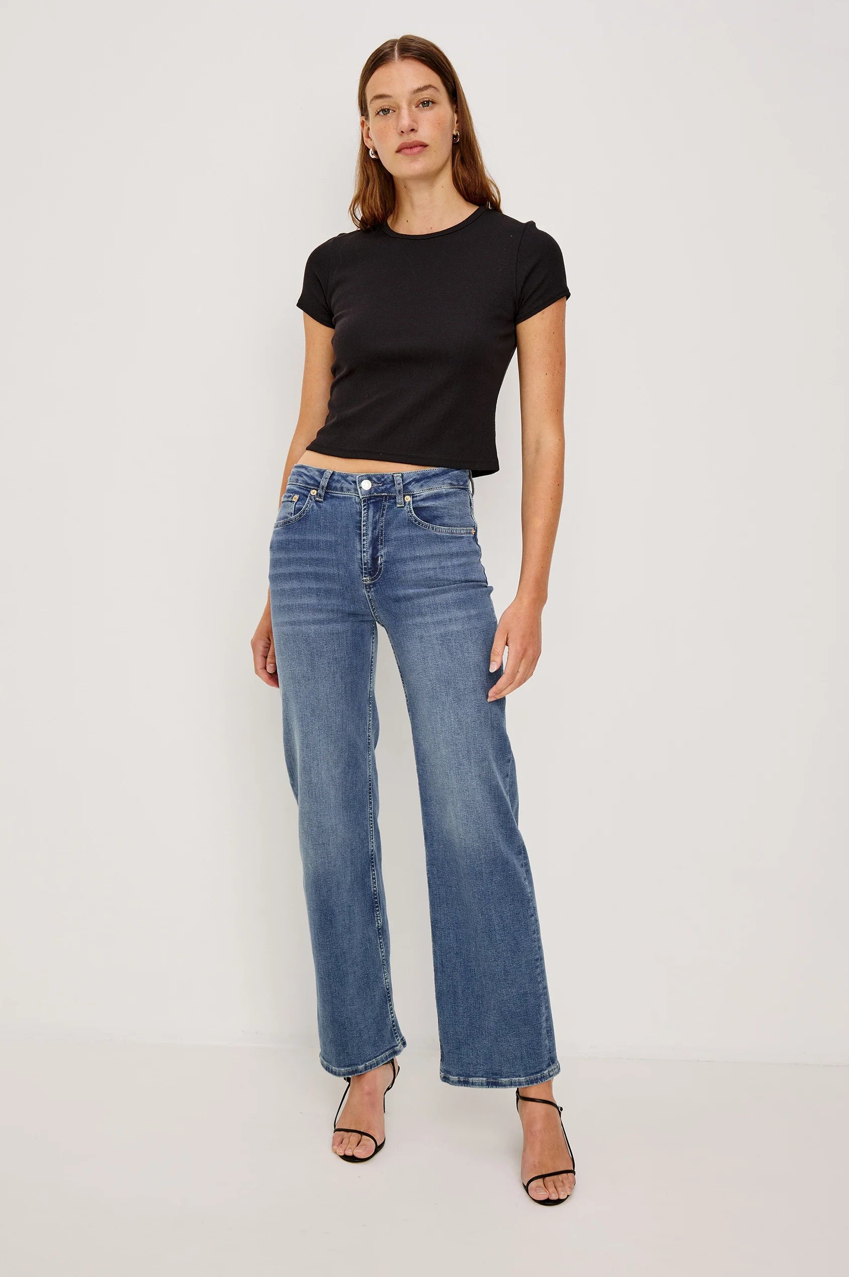 Rails Blue Denim High Rise Wide Leg Jeans GETTY