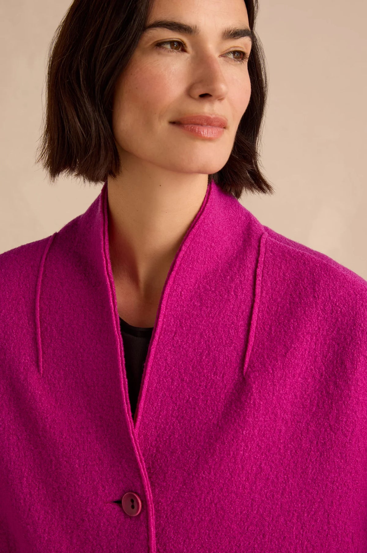 Sahara Magenta Boiled Wool Cocoon Jacket 