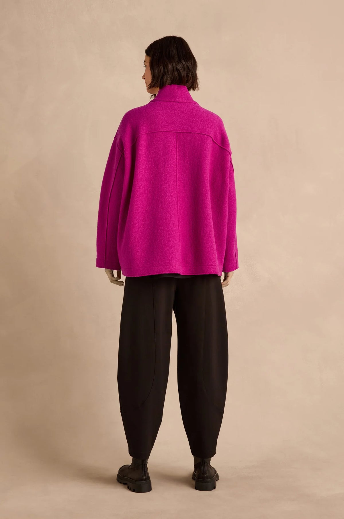 Sahara Magenta Boiled Wool Cocoon Jacket 