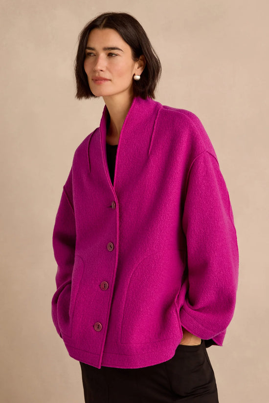 Sahara Magenta Boiled Wool Cocoon Jacket 