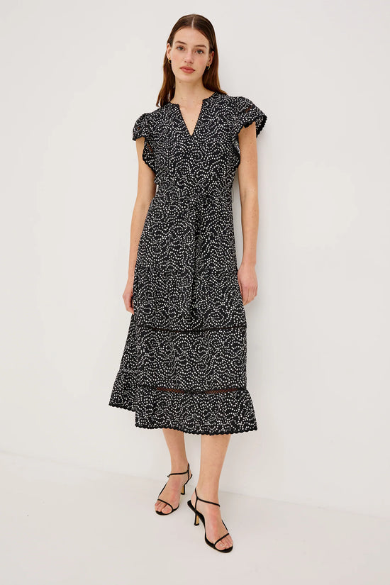 Rails Black Mini Chain Daisy Dress – Midi Cotton Poplin with Flutter Sleeve GIA