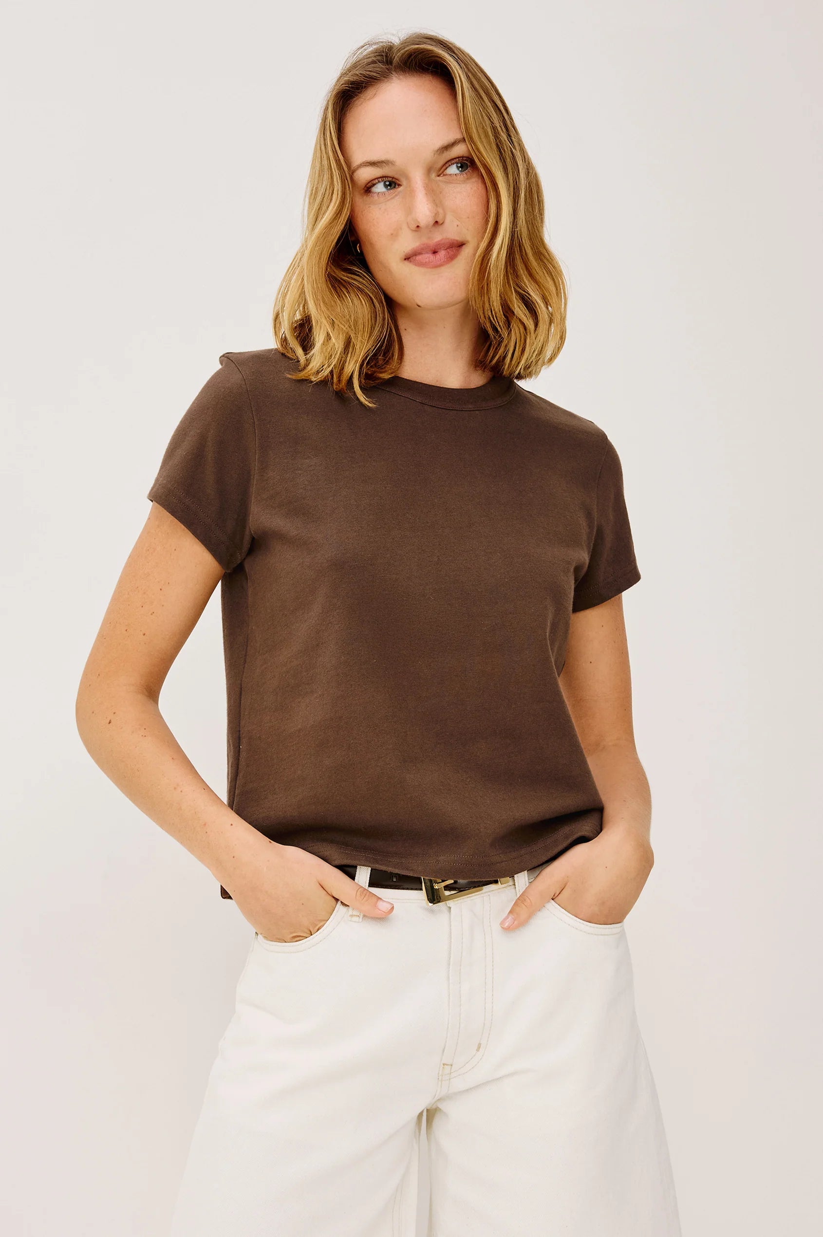 Rails Espresso Cotton Classic Short Sleeve Crew Neckline T-Shirt