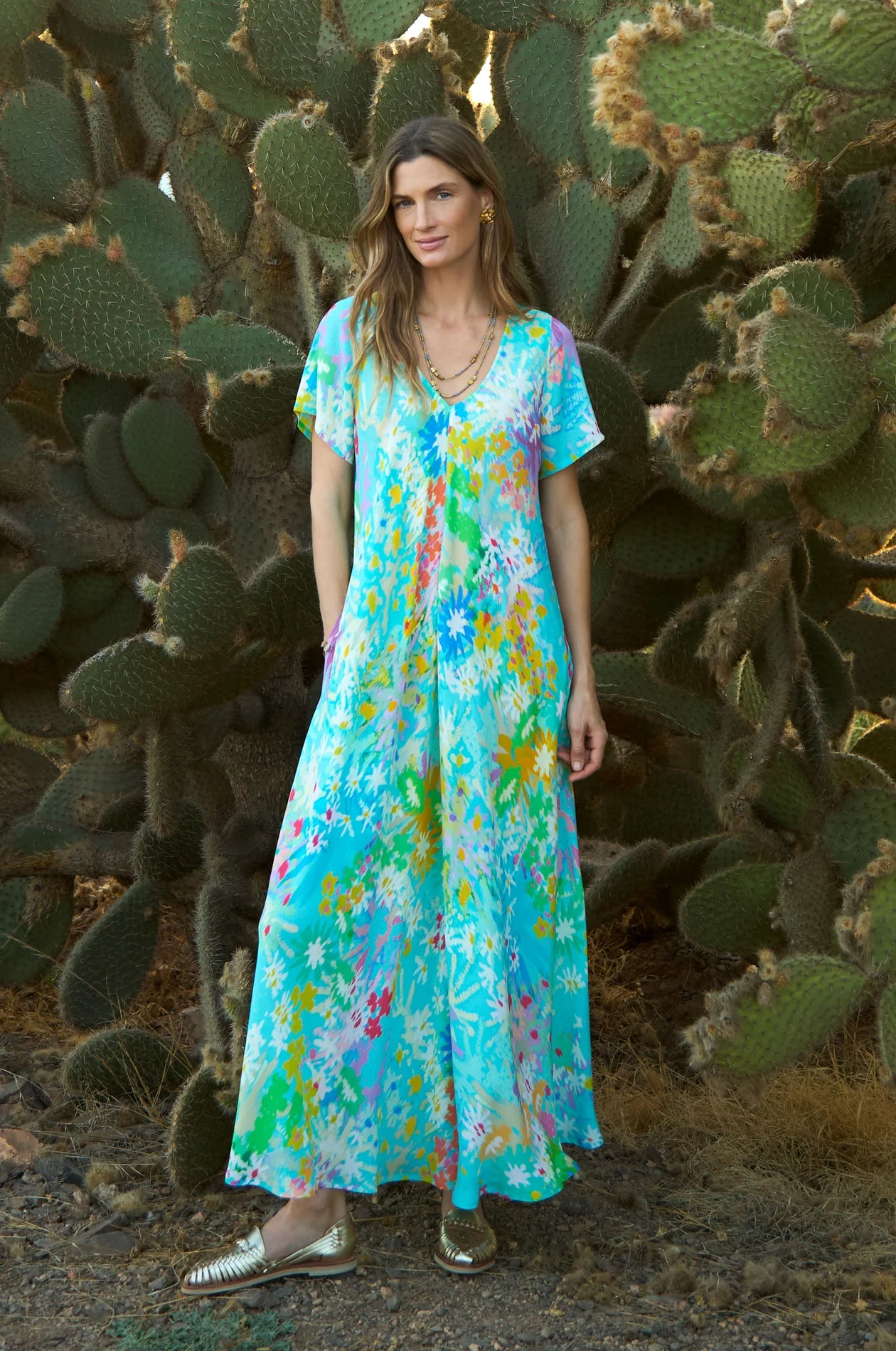 Sahara Multi-Coloured Floral Oasis Maxi Dress.