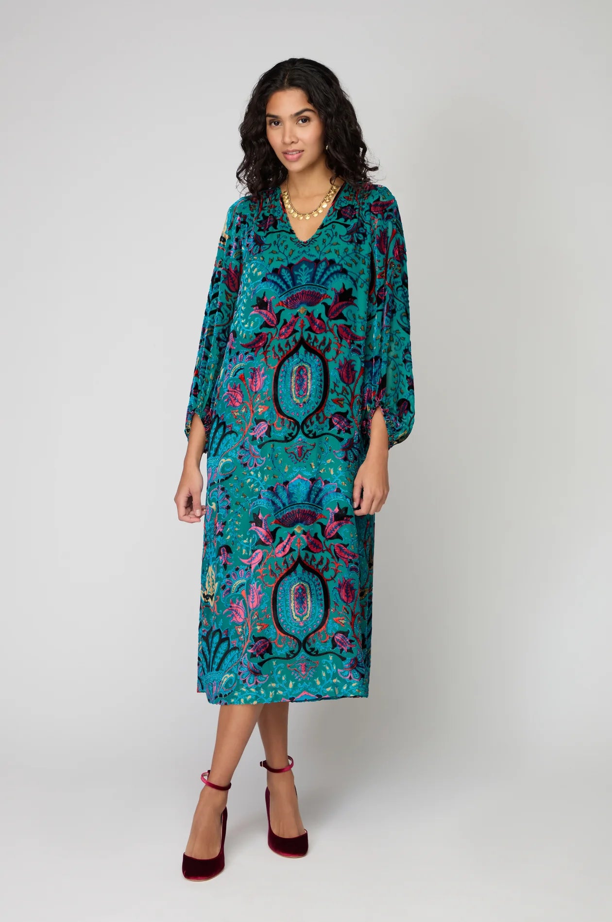 Sahara Multicoloured Winter Paisley Devoré Dress GRD6613-WPD