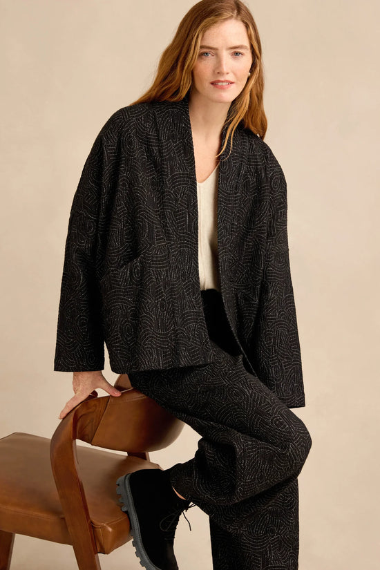 Sahara Black & White Stitched Jacquard Jacket