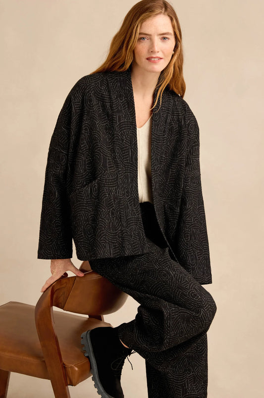 Sahara Black & White Stitched Jacquard Jacket
