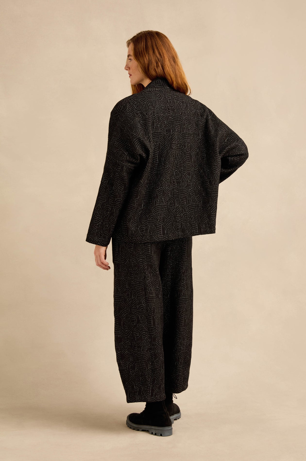 Sahara Black & White Stitched Jacquard Jacket