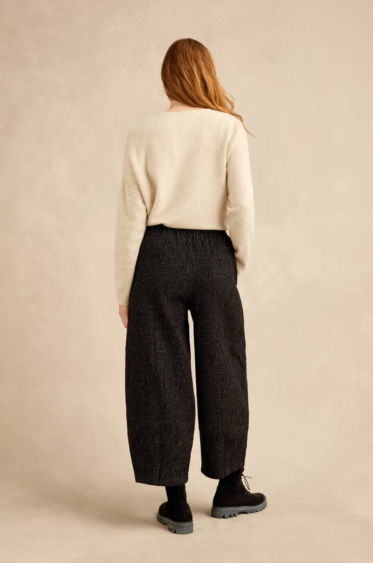 Sahara Black & White Stitched Jacquard Bubble Trouser