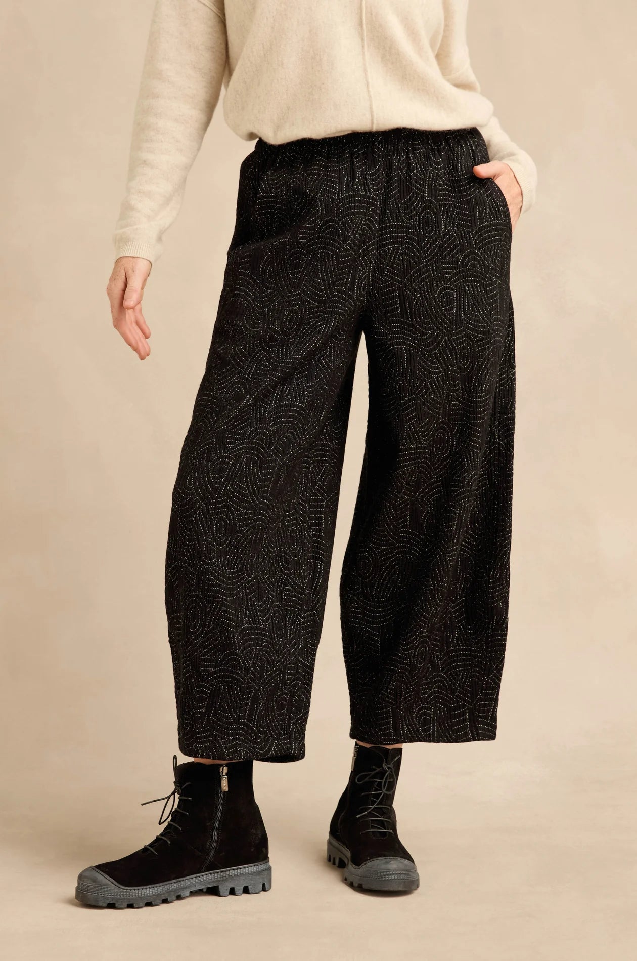 Sahara Black & White Stitched Jacquard Bubble Trouser