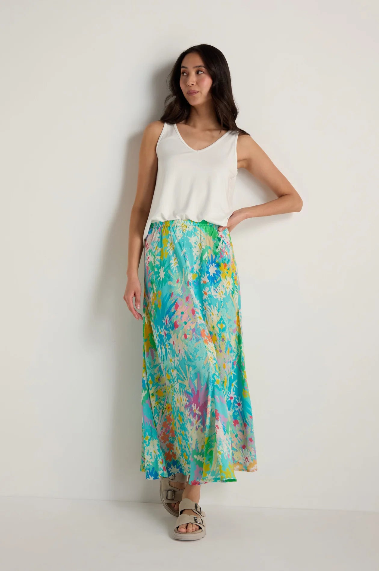 Sahara Multi-coloured Floral Oasis Bias Skirt 