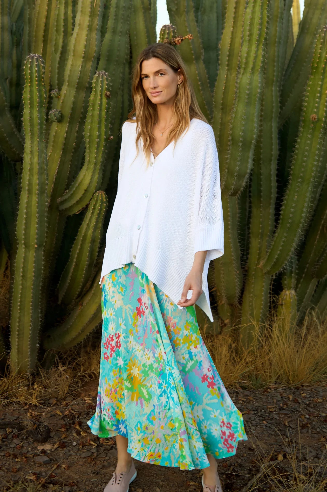 Sahara Multi-coloured Floral Oasis Bias Skirt 