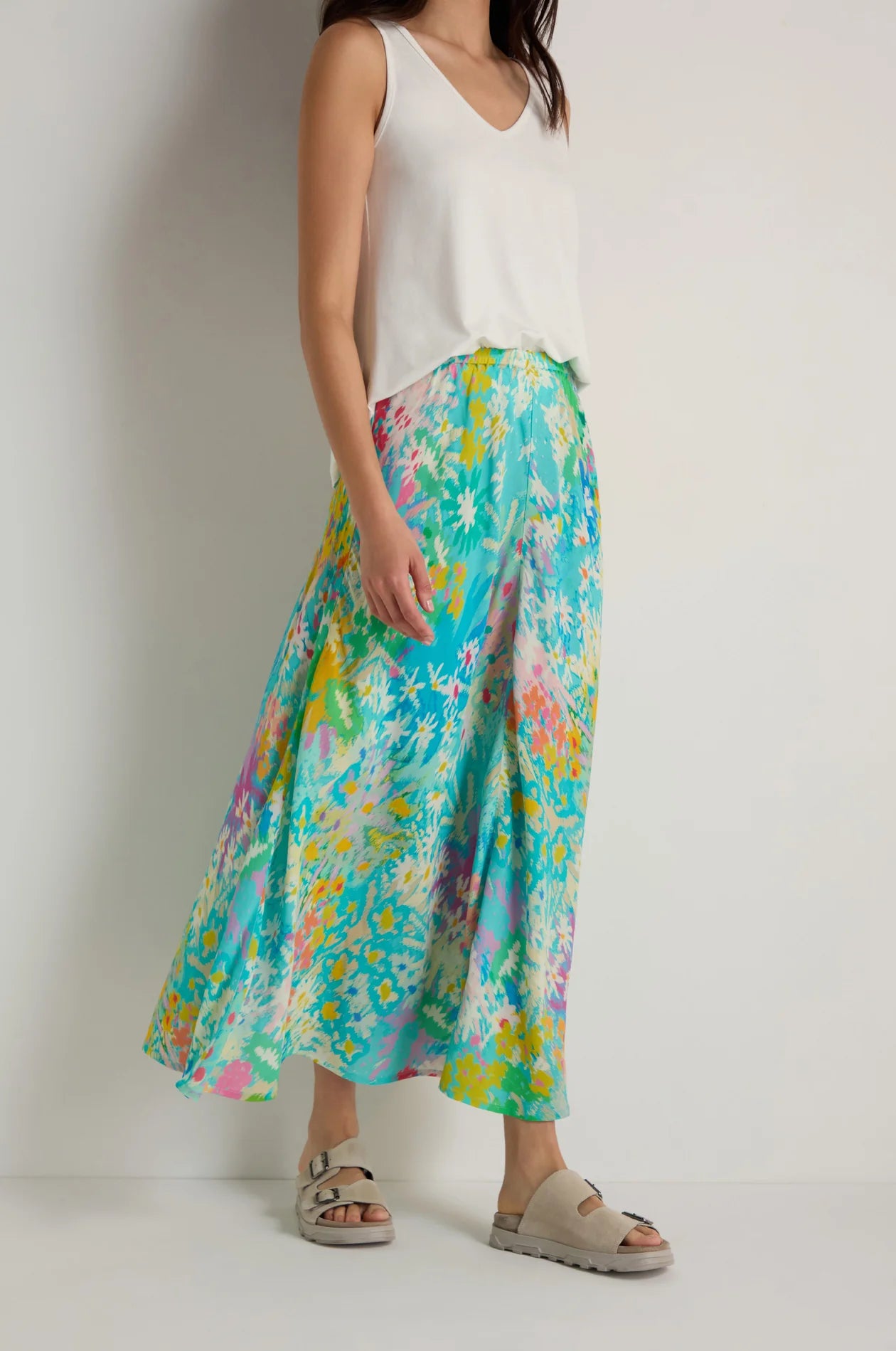 Sahara Multi-coloured Floral Oasis Bias Skirt 