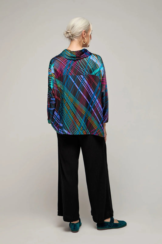 Sahara multicoloured laser lights cowl neck top GRT3960-MCL