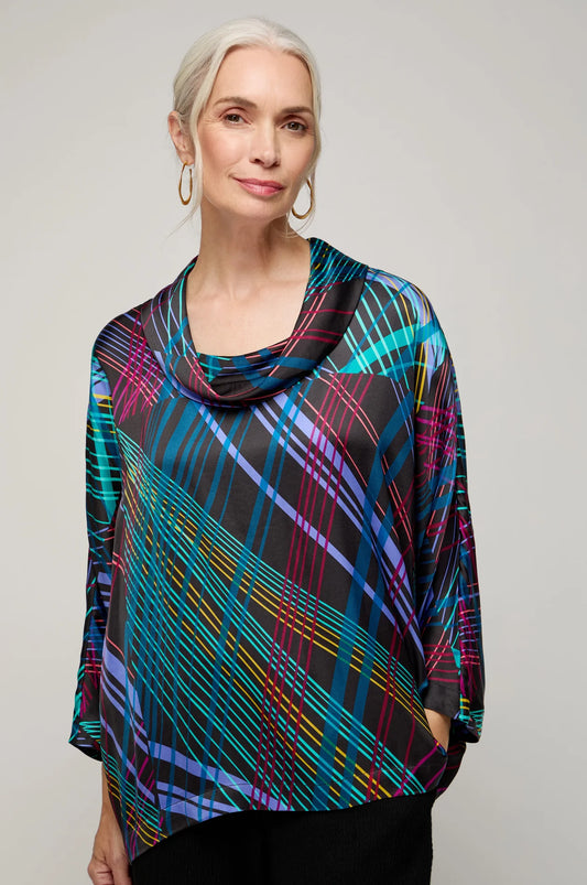 Sahara multicoloured laser lights cowl neck top GRT3960-MCL