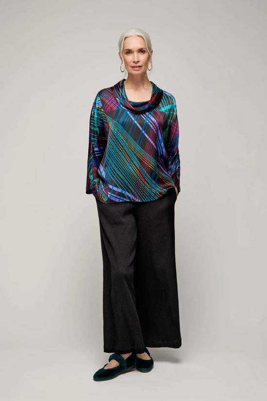 Sahara multicoloured laser lights cowl neck top GRT3960-MCL
