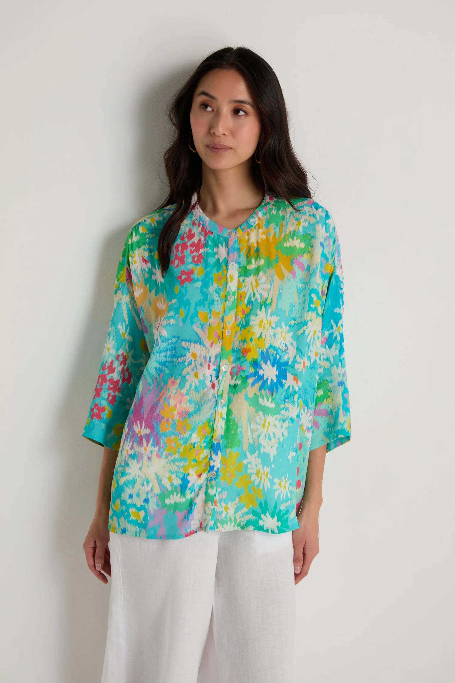 Sahara Multi-Coloured Floral Oasis Boxy Shirt.
