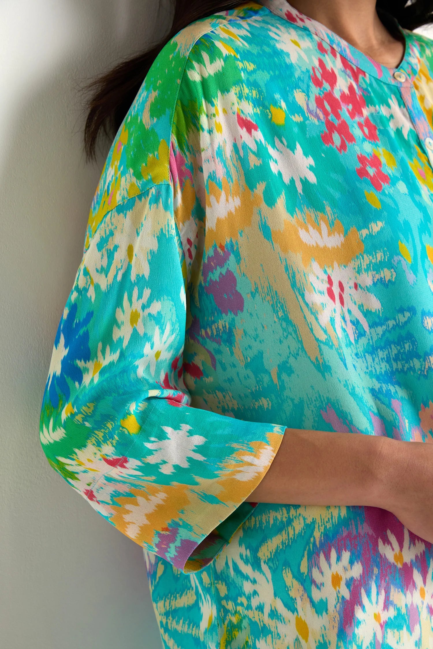 Sahara Multi-Coloured Floral Oasis Boxy Shirt.