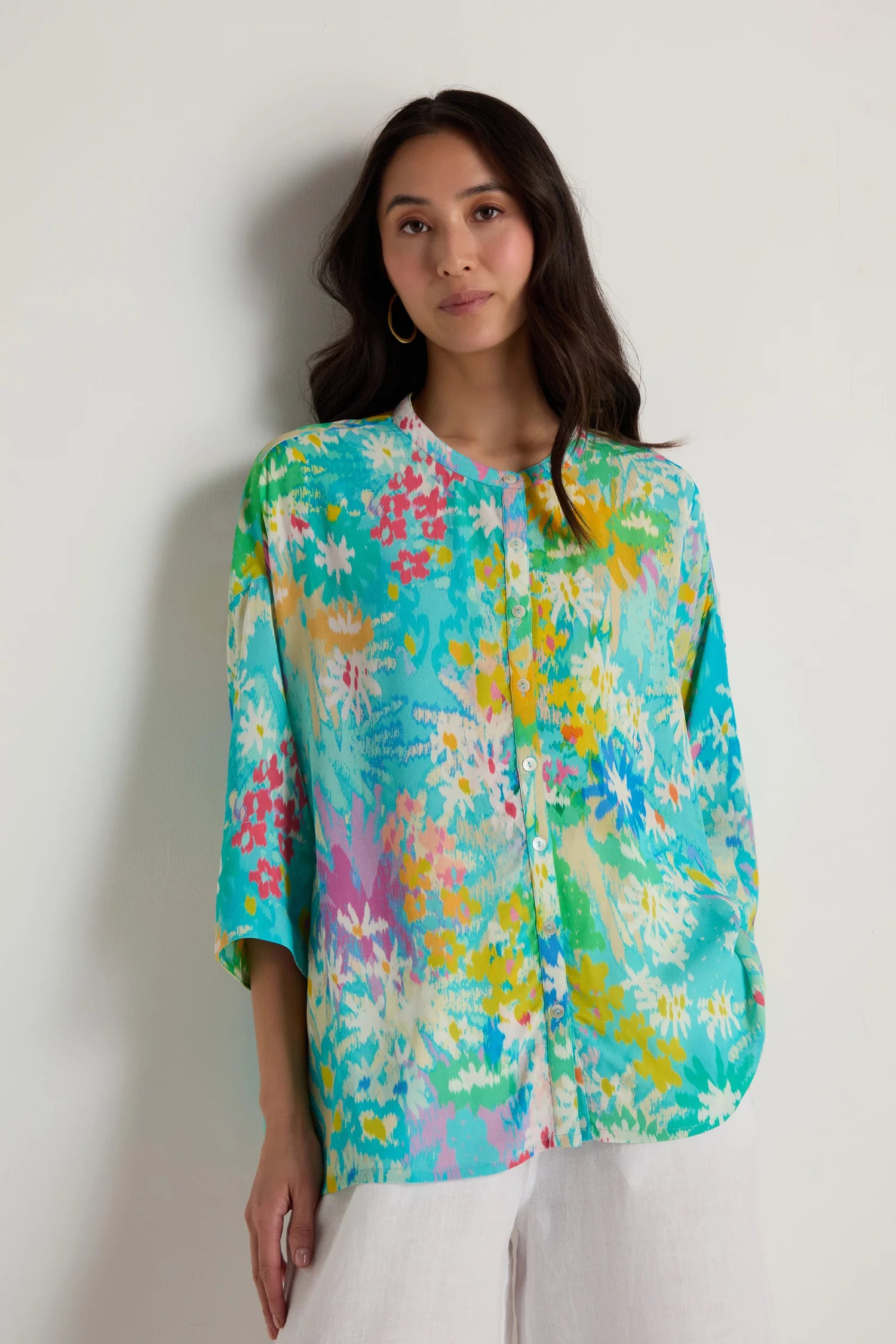 Sahara Multi-Coloured Floral Oasis Boxy Shirt.