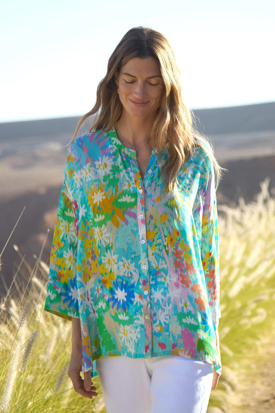 Sahara Multi-Coloured Floral Oasis Boxy Shirt.