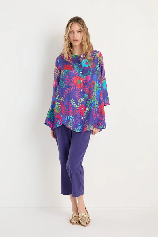 Sahara Multi-Coloured Print Secret Garden Silk Shirt