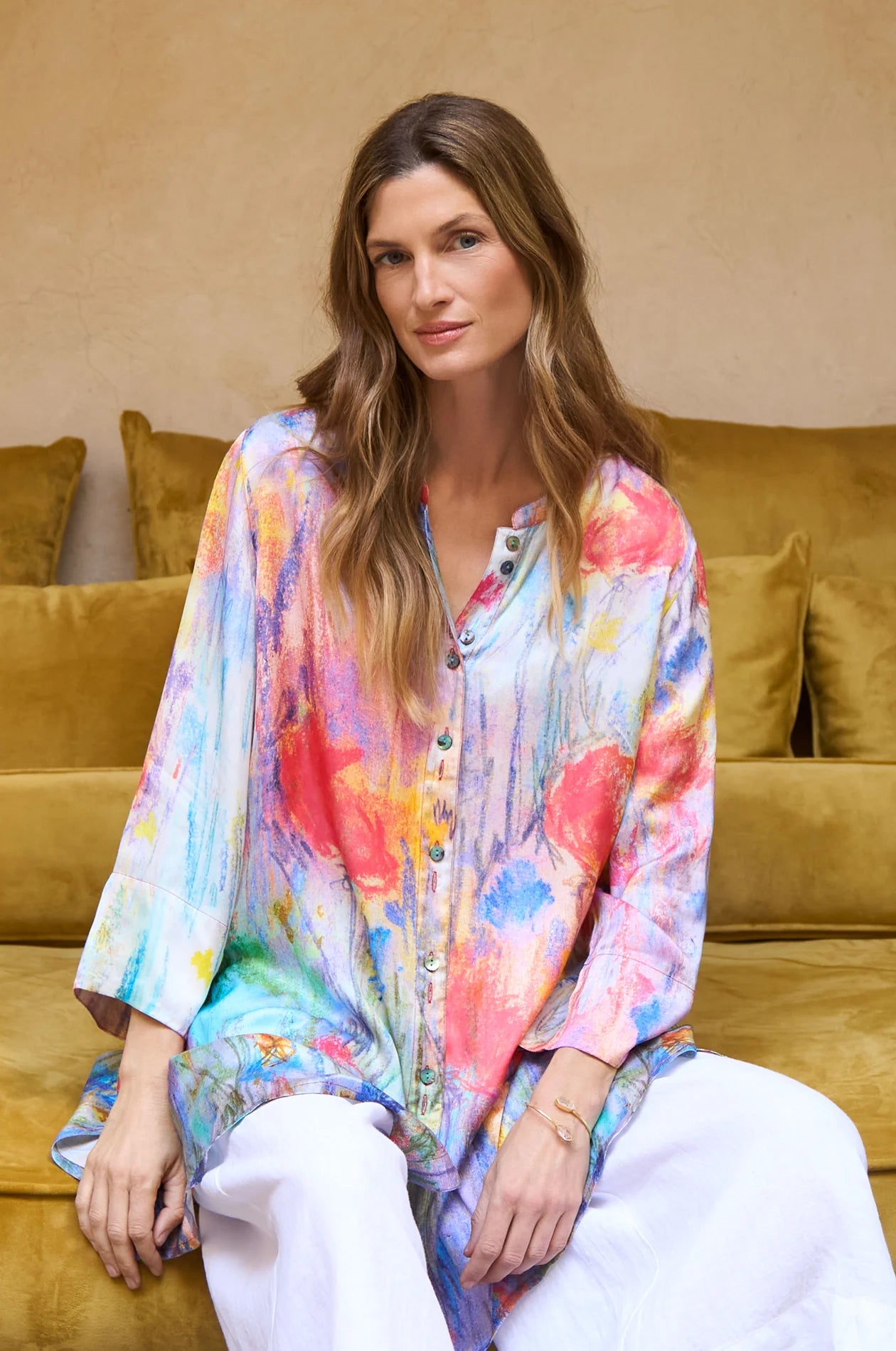 Sahara Multi-Coloured Meadow Dreams Flared Shirt.