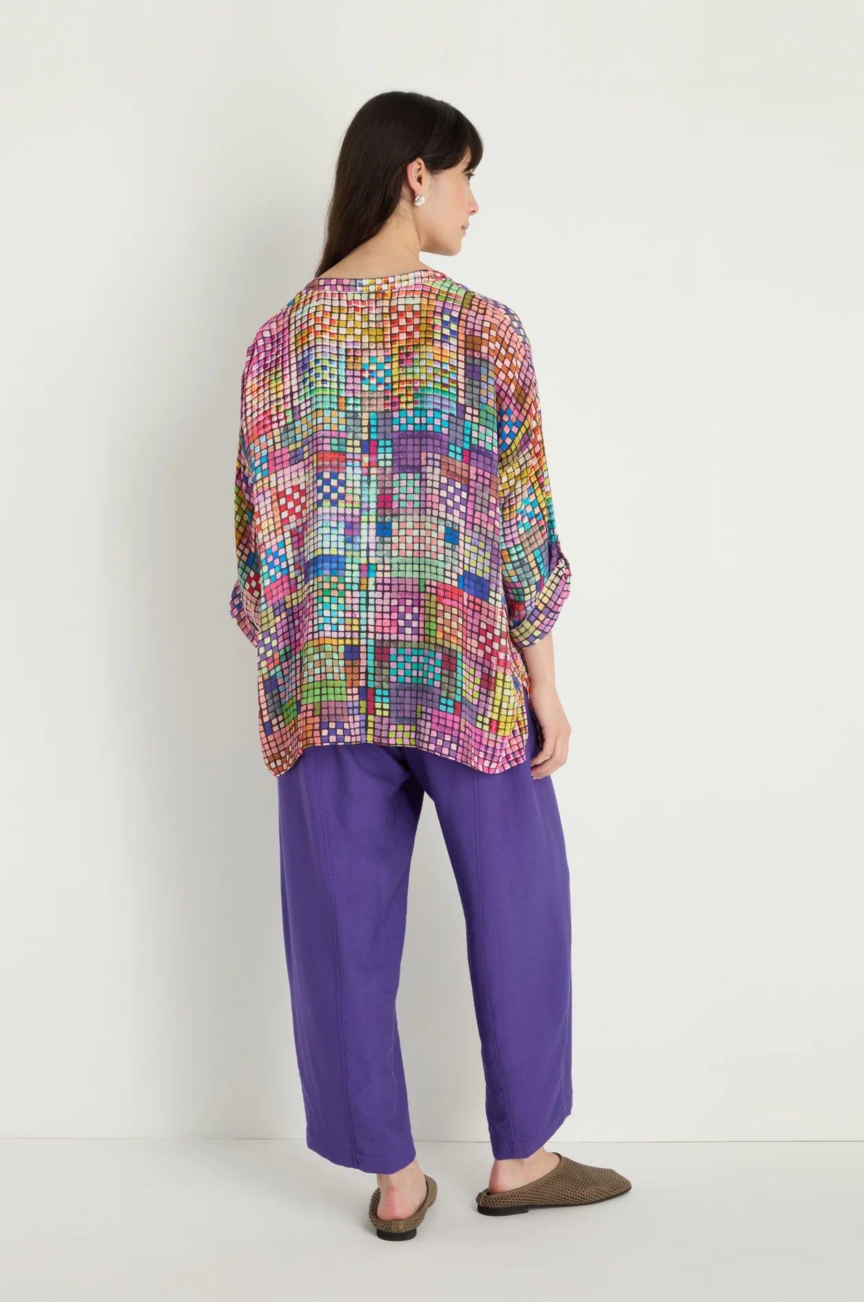 Sahara Multicoloured Glass Tiles Boxy Shirt GRT5892-CGT