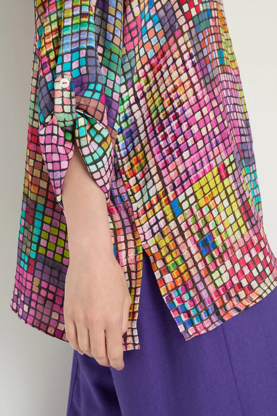Sahara Multicoloured Glass Tiles Boxy Shirt GRT5892-CGT
