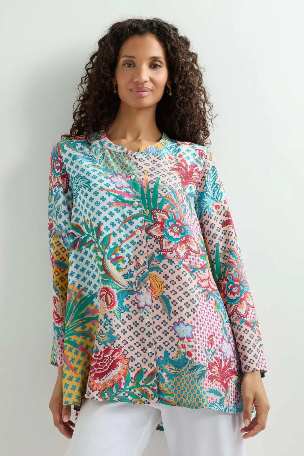 Sahara botanical patchwork shirt GRT6205