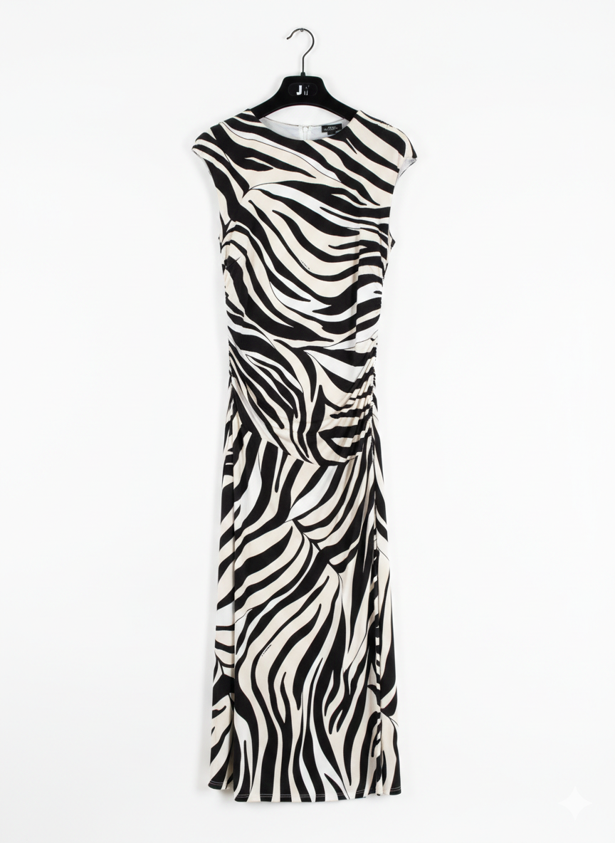 Marella Sport Black Patterned Jersey Midi Dress