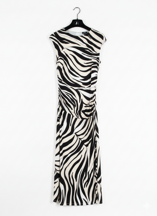 Marella Sport Black Patterned Jersey Midi Dress MLSRUGIAD