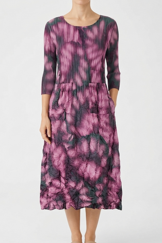 Alquema purple 3/4 sleeve smash pocket dress