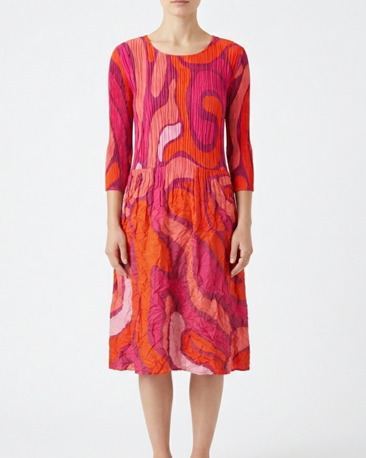 Alquema pink 3/4 sleeve smash pocket dress