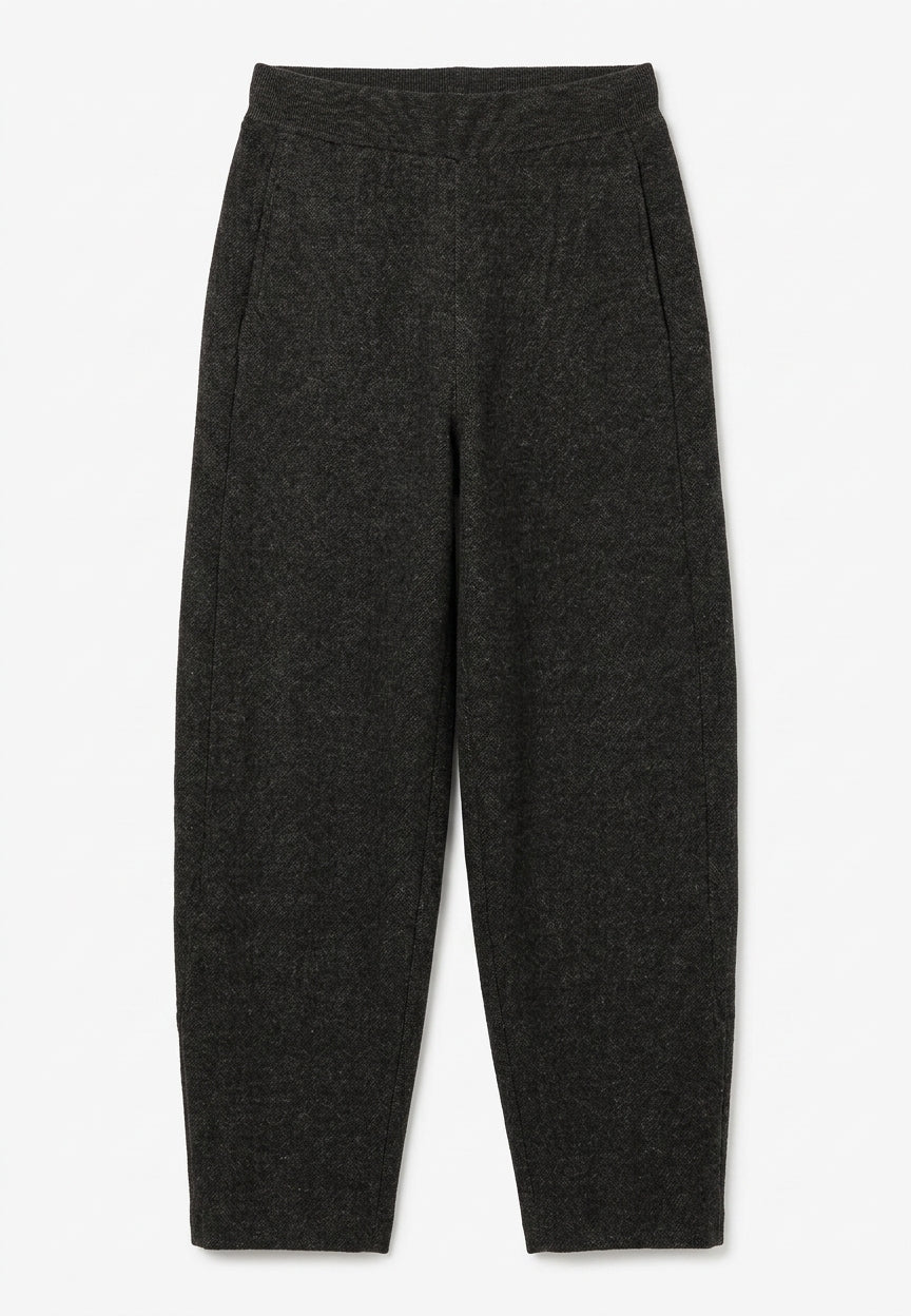 Diana Gallesi Anthracite Barrel Leg Knit Trousers with Elasticated Waist