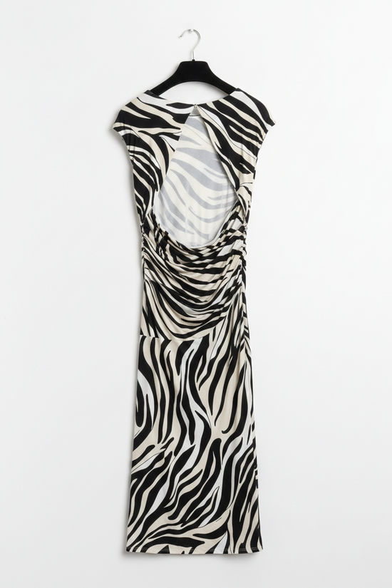 Marella Sport Black Patterned Jersey Midi Dress