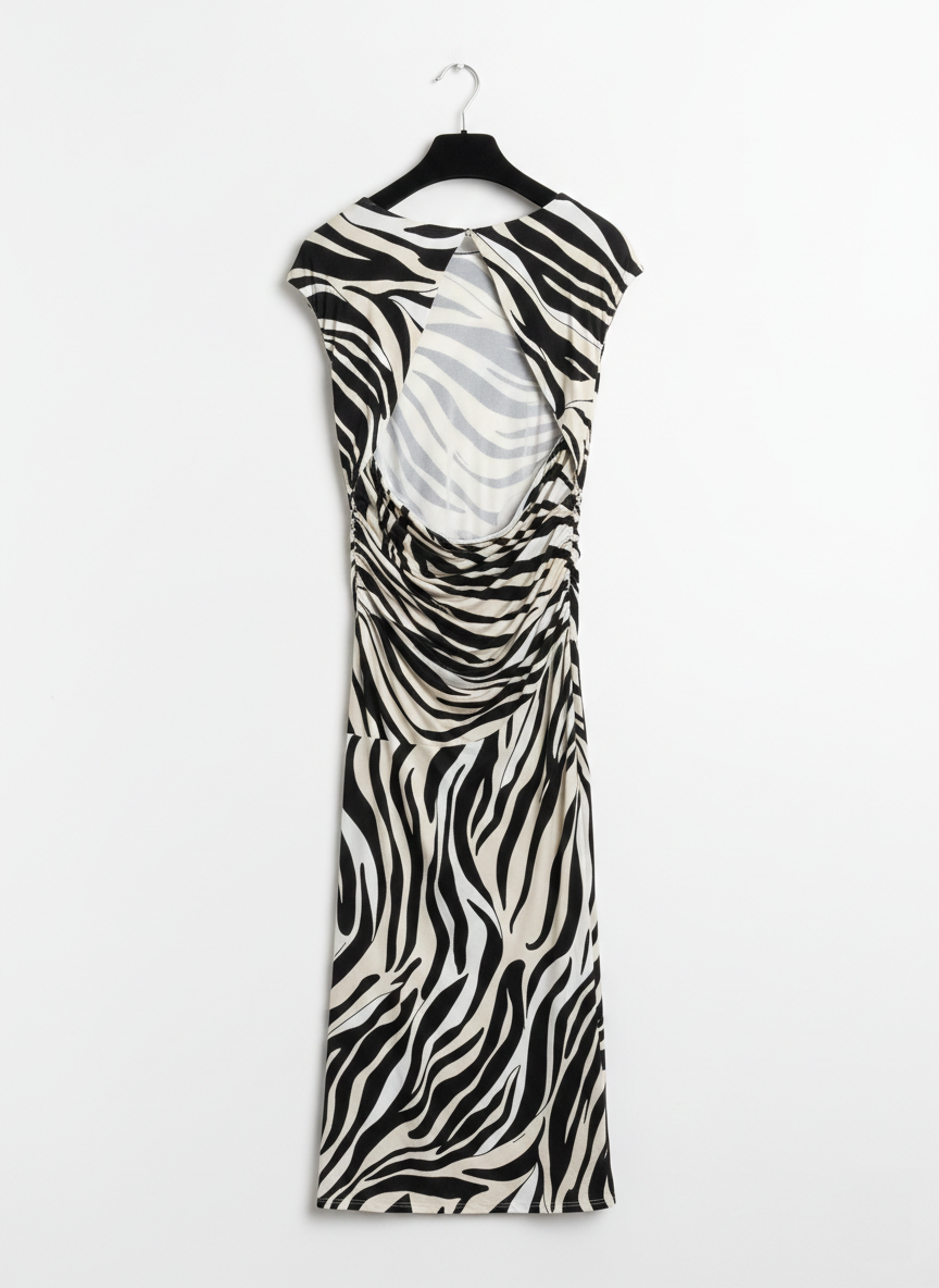Marella Sport Black Patterned Jersey Midi Dress