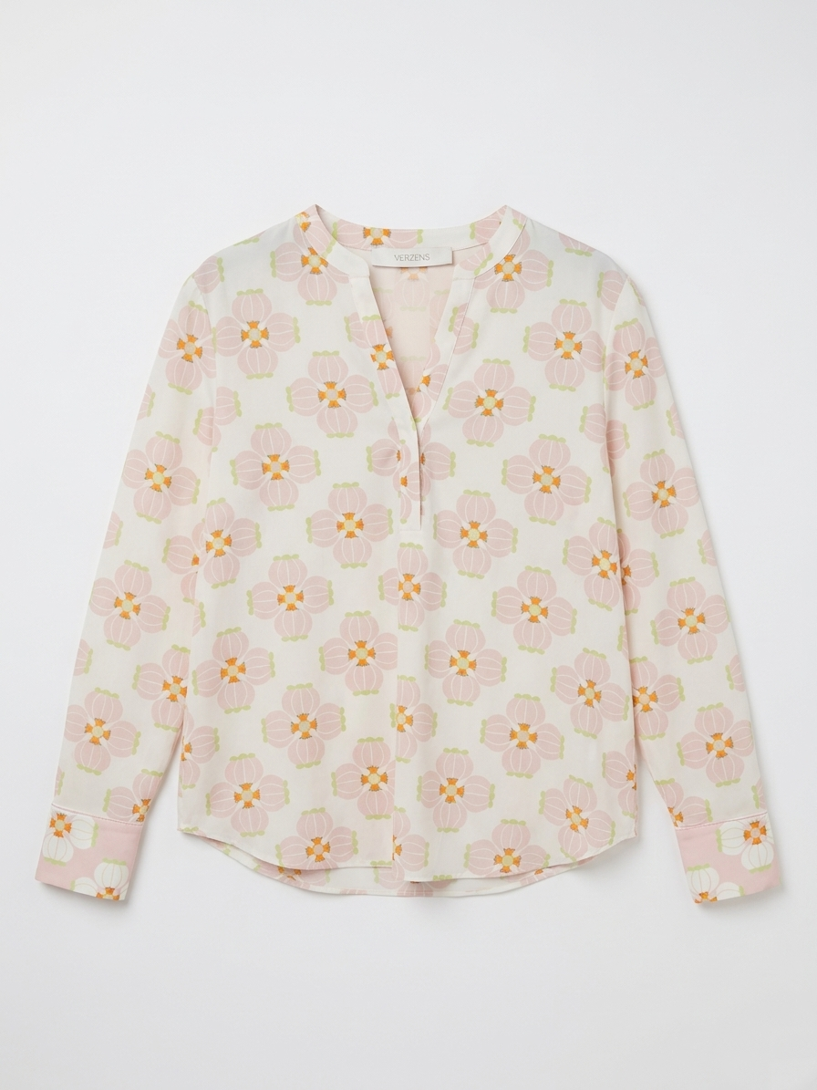 Herzens Pink Abstract Floral Silk Top