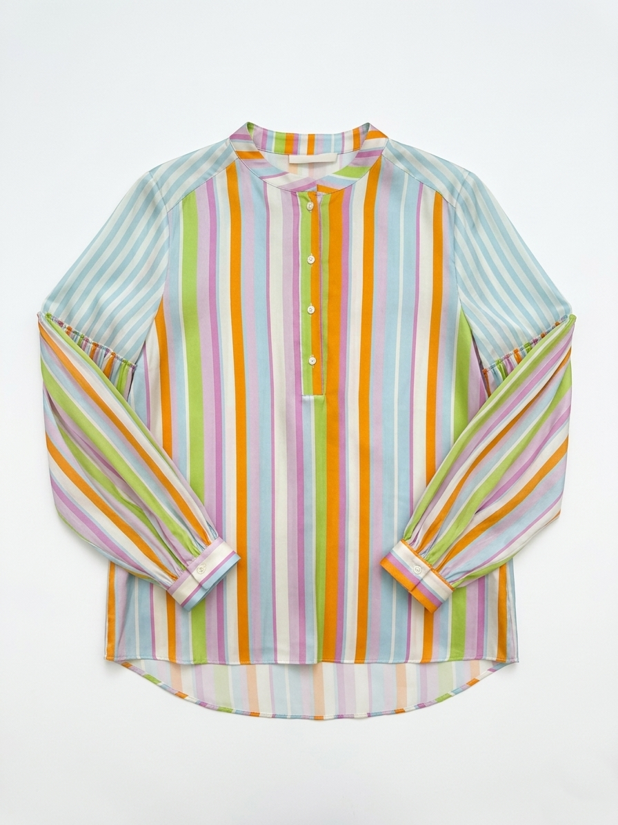 Herzens Multi-Colour Stripe Silk Shirt