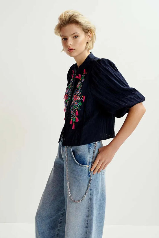 Essentiel Antwerp sapphire bead embellished shirt Heartfelt