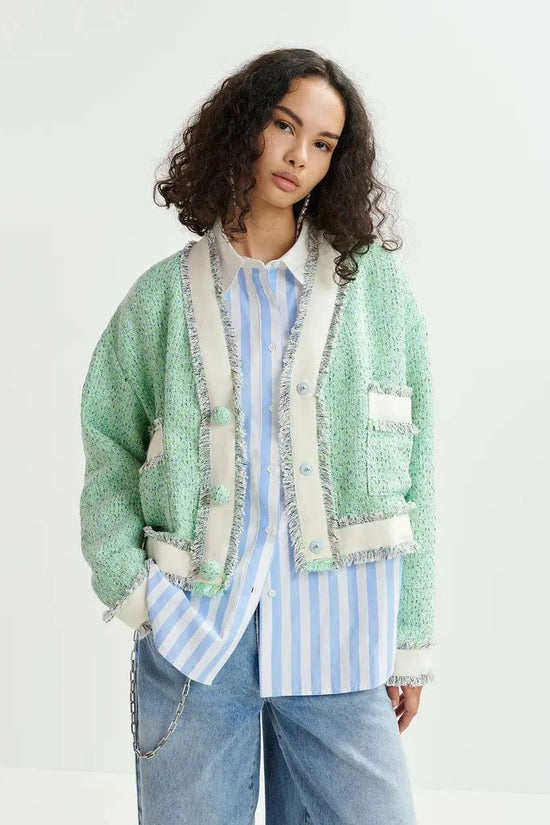 Essentiel Antwerp cropped tweed cardigan Hoola