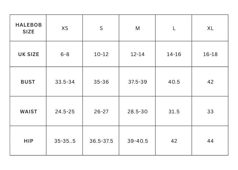 Hale Bob sizing guide