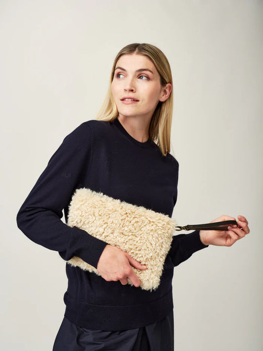 Helen Moore Cream Clutch Bag with Wrist Strap