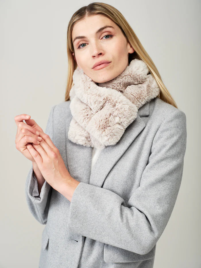 Fur Ruffling Helen Moore Mist Faux Fur Ruffle Scarf - Jane Young