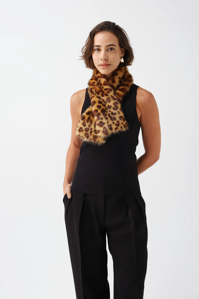 Helen Moore Animal Print Faux Fur Tippet Scarf
