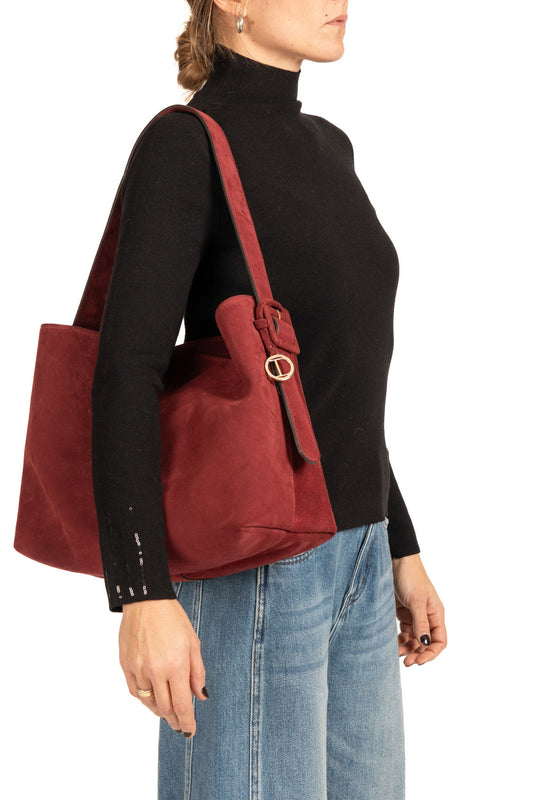 Diana Gallesi Ruby Suede Shoulder Bag with Adjustable Strap