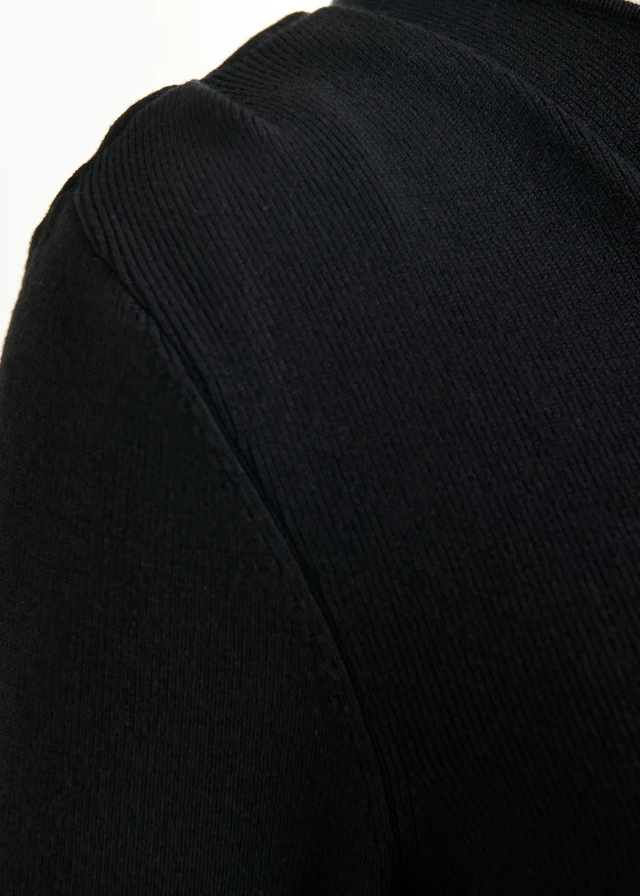 Essentiel Antwerp Black rib-knitted sweater with asymmetric neckline Imeric