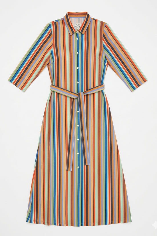 Caliban Multi-Coloured Stripe Skin-Like Maxi Shirt Dress