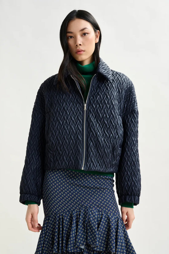 Essentiel Antwerp Navy faux leather bomber jacket Imille