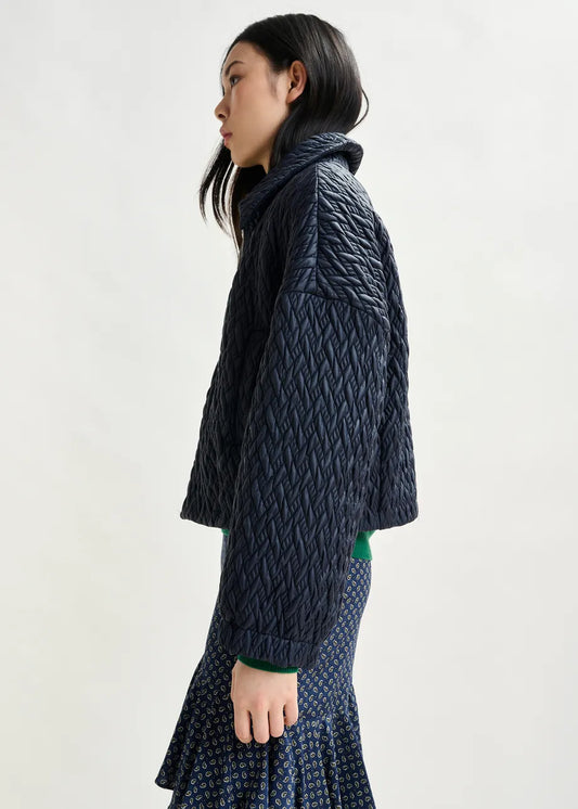 Essentiel Antwerp Navy faux leather bomber jacket Imille